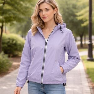 Eddie Bauer Lavender Windbreaker Hooded Zip Jacket Size S